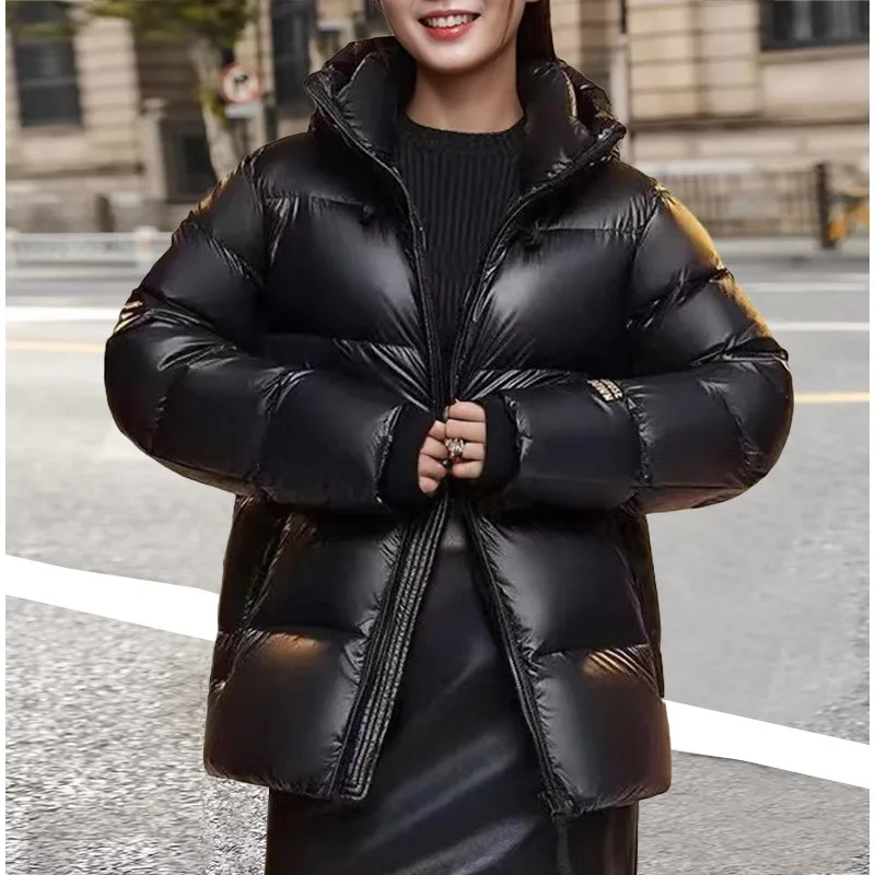 Tops de Otoño Invierno para mujer, chaqueta de plumón de ganso, capucha extraíble, gruesa, personalizada, Simple, cómoda, suave y versátil