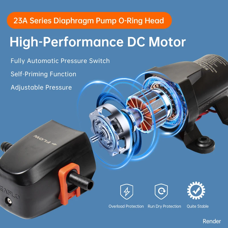 12V DC Diaphragm Pump for RV, Marine, and Car Battery Applications, Self-Priming Automatic Water Pump