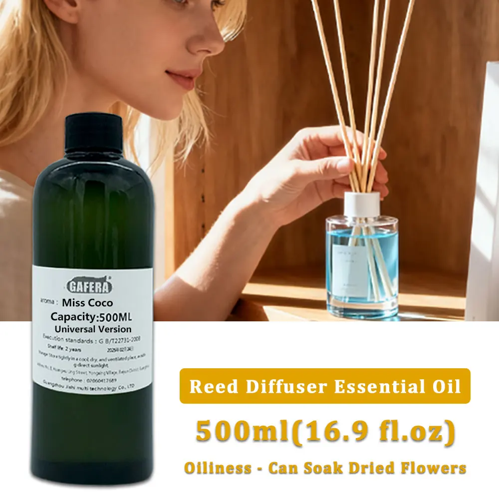 GAFERA 500ml(16.9 fl.oz) Miss Coco Hilton Essential Oil For Vine Diffuser & Flameless Aromatherapy, Diffuser Replenish Aroma Oil