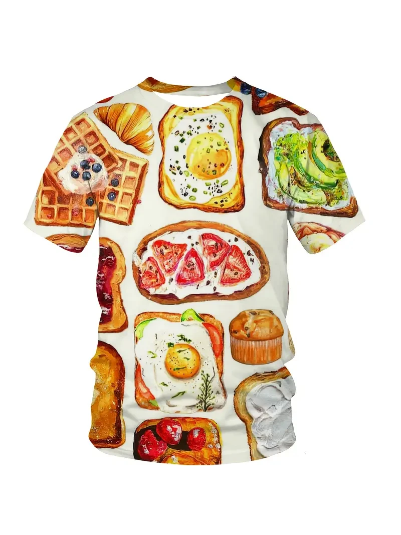 

Fun Delicious Food 3d Printed Men's T-shirt Hamburger Hot Dog Barbecue Graphic Streetwear Oversized Summer Unisex Short Sleeves