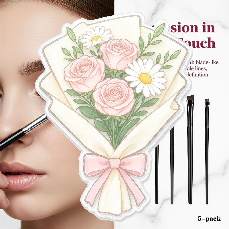 Eyeliner Brush Set 5Pcs Sharp Tilted Fine Blade for Accurate Liner Application Professional Makeup Artist Use