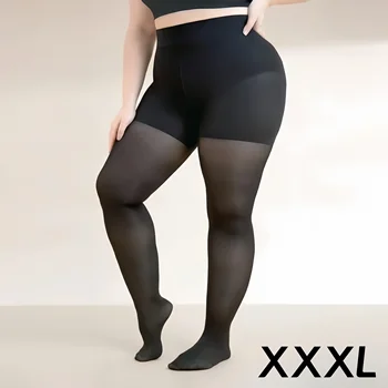 15D Artı Boyutu Kadın Çorap Streç Külotlu çorap XXXL Şişman Beyaz Tayt Büyük Boy Ince Büyük Siyah Çorap Külotlu 5XL