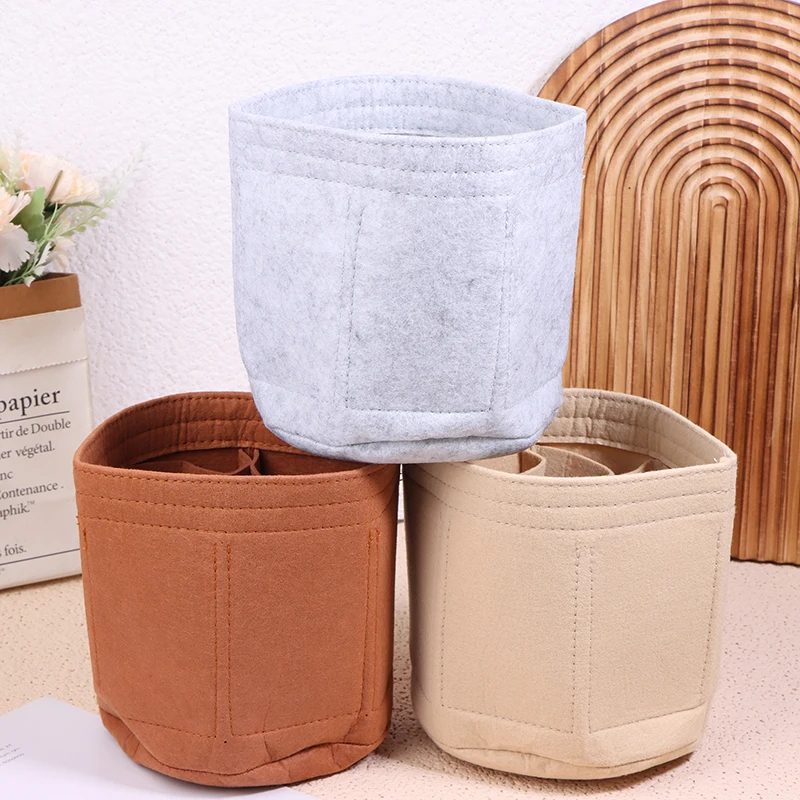 Women Make Up Bag Bucket Felt Insert Bag Soft Pouch Handbag Travel Purse Liner Portable High-capacity Cosmetic Organizer 5Colors