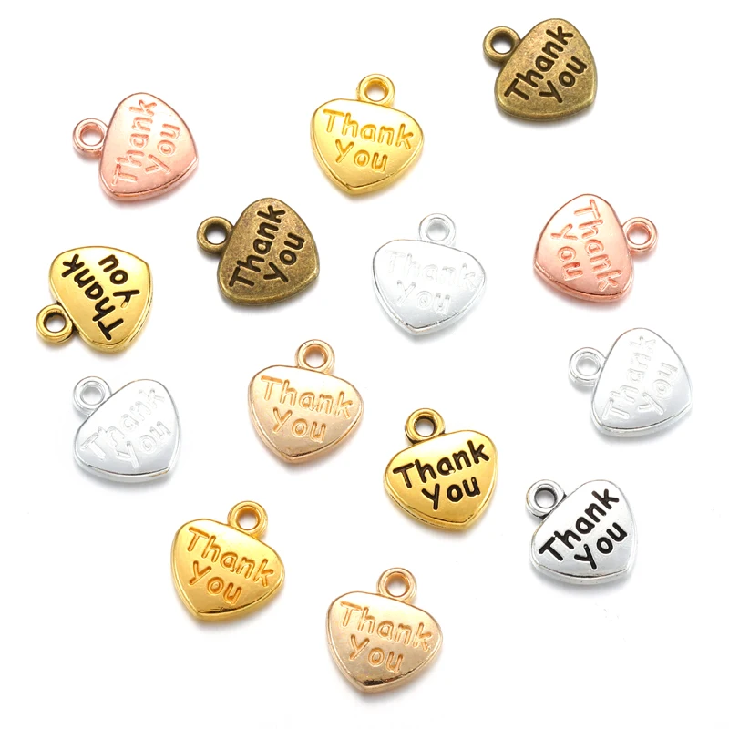 20pcs 7 Colors Thank you heart shaped Charm For Bracelet earring necklace Pendant DIY Jewelry Accessories Making 27*26mm A141