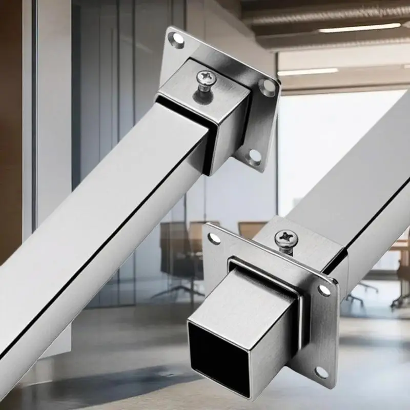 1/2 Sets Flange Base Stainless Steel Square Tube Connector Tube Outer Dia. 25/30/35mm Elbow Corner Joint Fence Rail Clamps