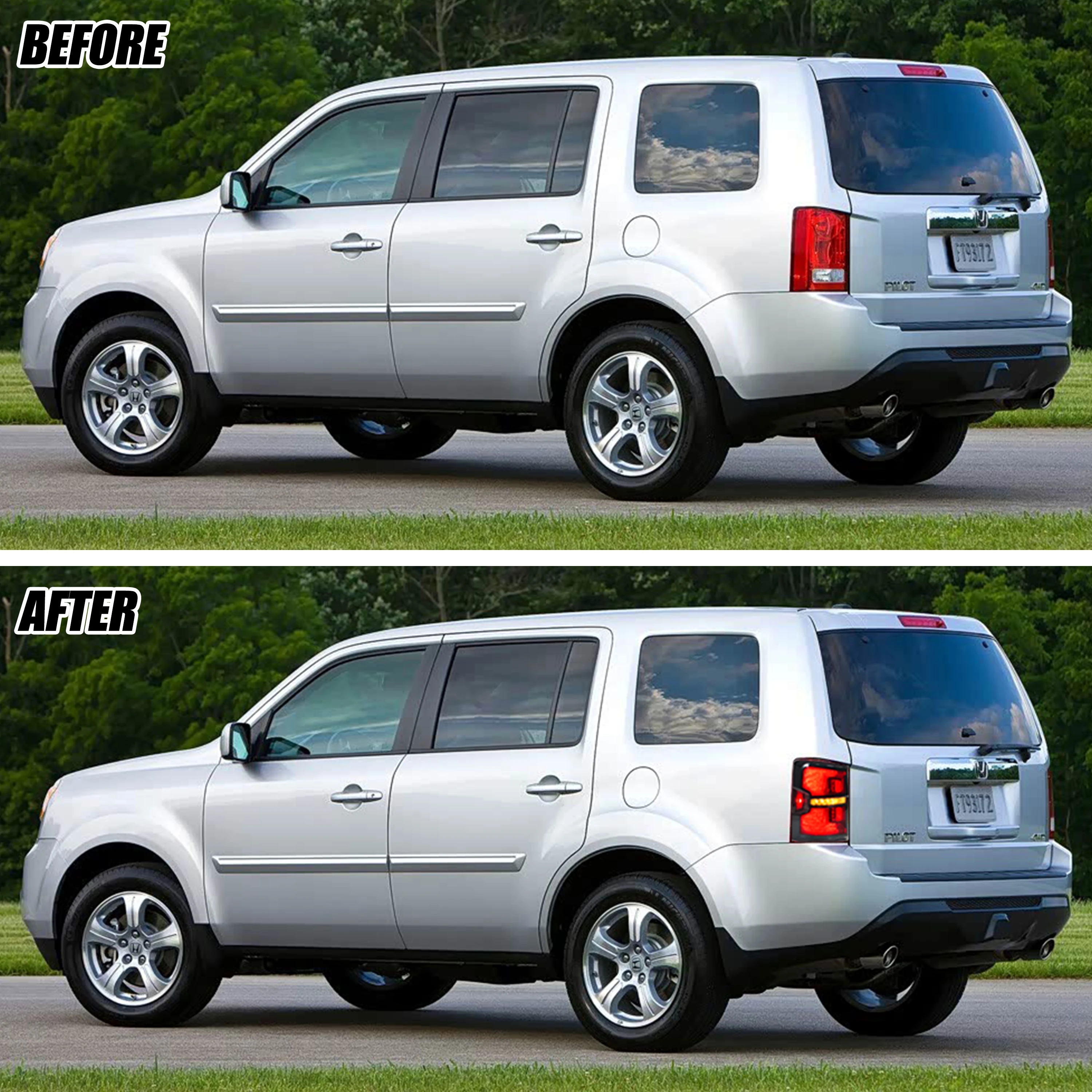 أضواء خلفية LED لهوندا بايلوت 2009-2015 EX LX Touring SE بدء التشغيل الرسوم المتحركة متتابعة بدوره إشارة مجموعة المصابيح الخلفية السوداء