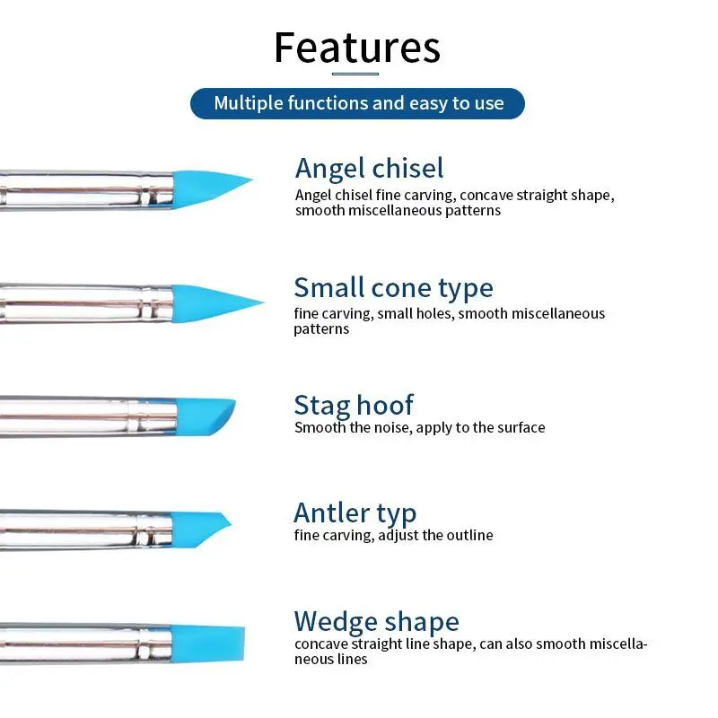 5Pcs Dental Silicone Shaping Pen Dental Resin Brush Pens for Porcelain Wax Sculpture Dentistry Lab Dentist Tools