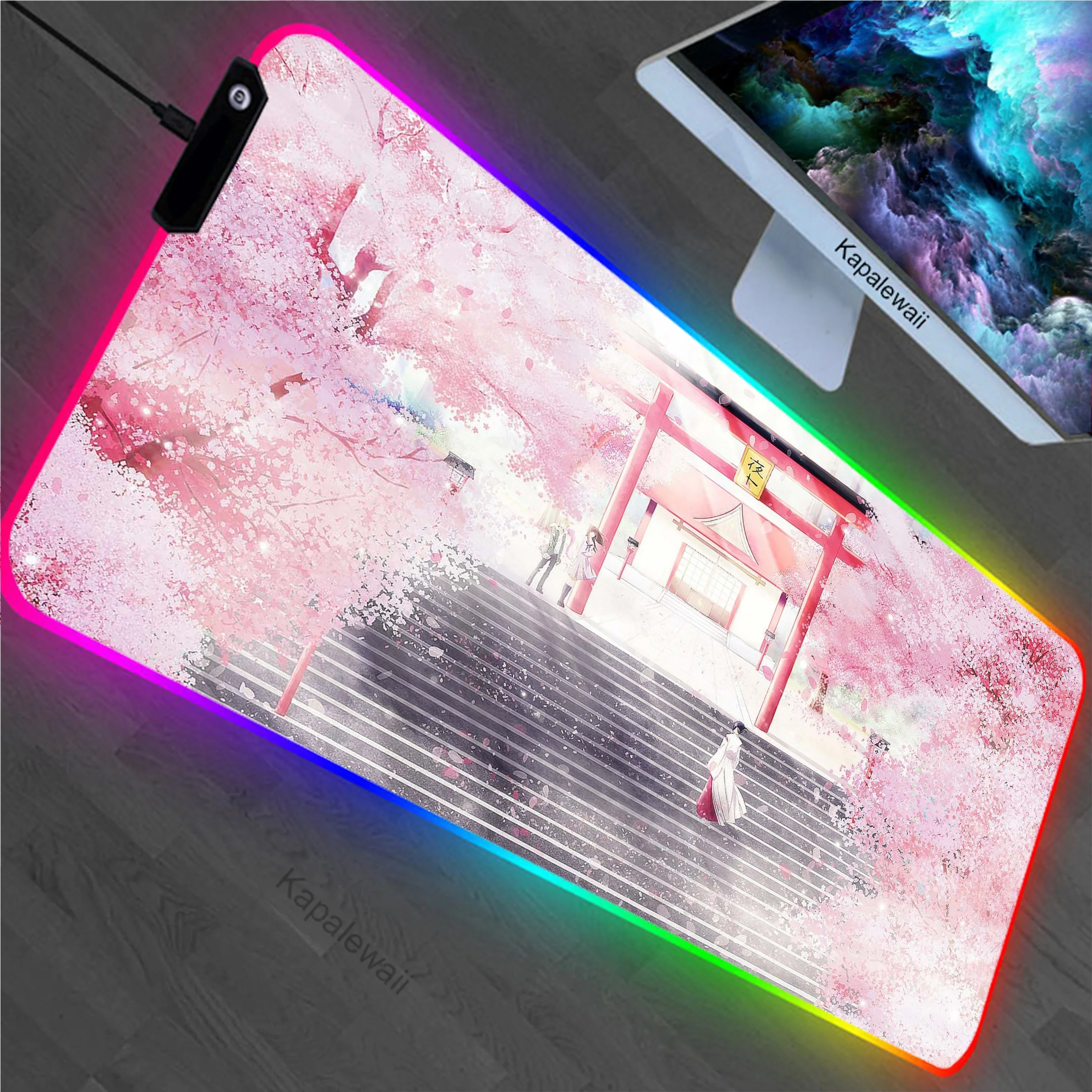 

Japanese Landscape RGB Mouse Pad LED Gaming Mousemat Large Desk Mat Pc Gamer Accessoires Mousepad Speed Keyboard Pads XXL