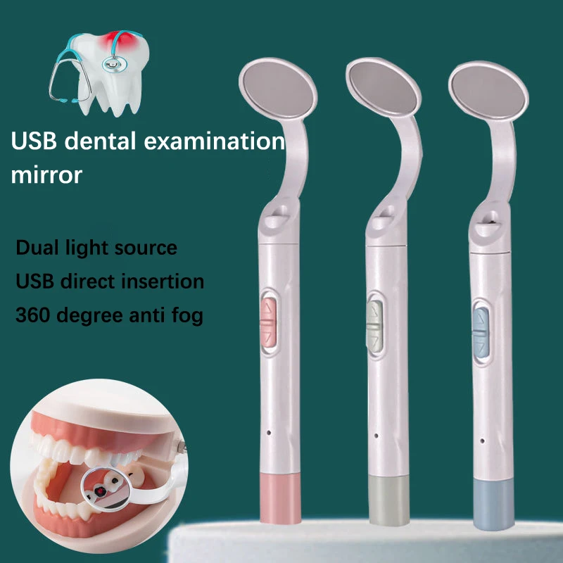 Y 1pcs Dental Led Light Mouth Mirror Portable Reusable Dentist Oral Checking Anti Fog Bright Tooth Care Hygiene Clean Instrument