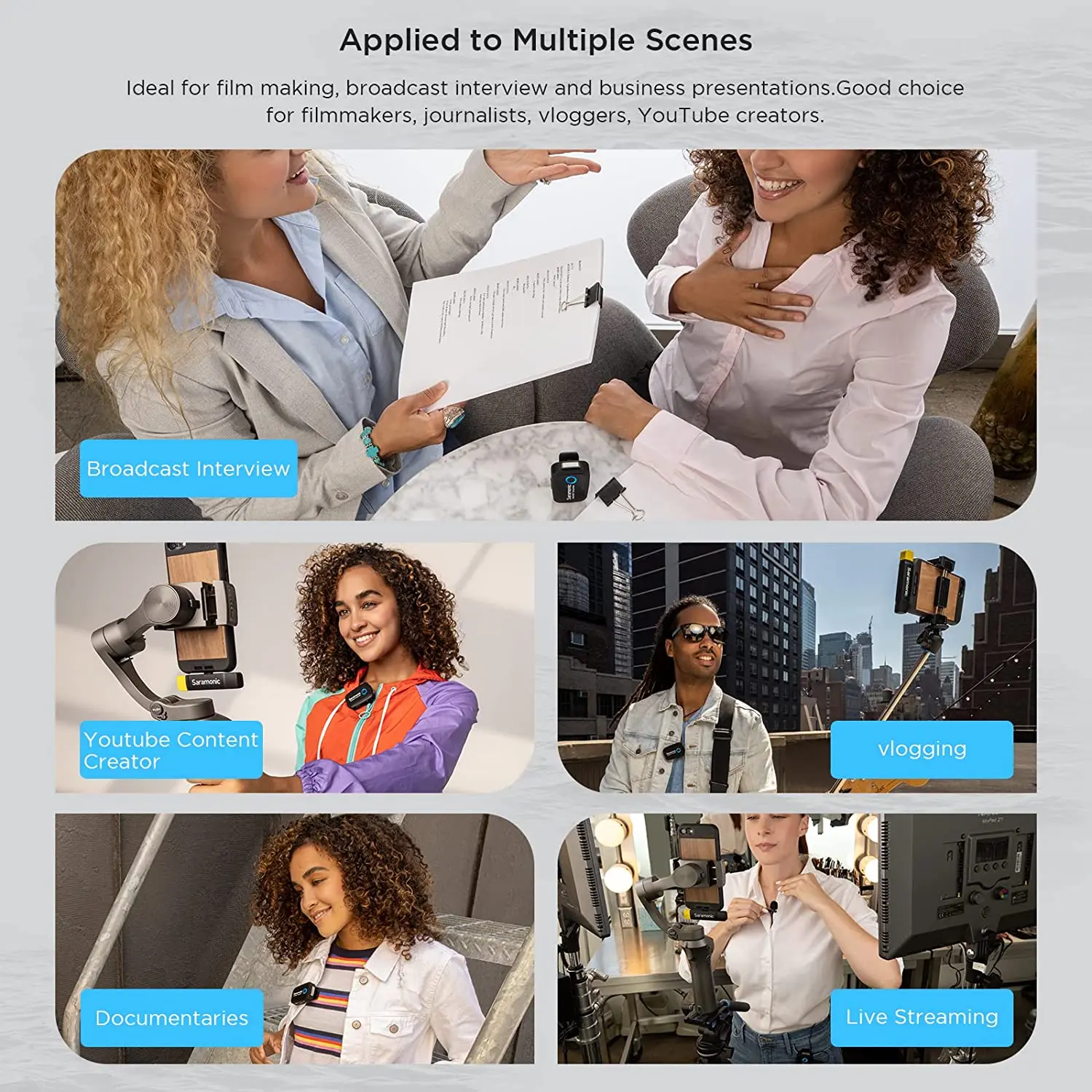 Saramonic Blink500 Microfone de lapela sem fio para iPhone Android PC Computador Smartphone DSLR Streaming Gravação de Youtube