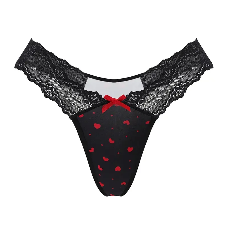 5 unidades/pacote impressão sexy rendas mulheres tangas arco elegante lingerie sexy respirável confortável roupa interior feminina moda estilo calcinha