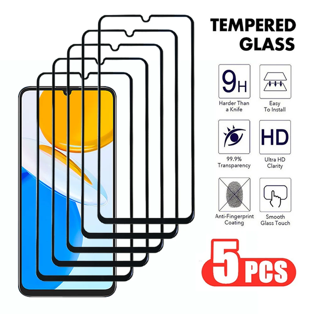 5Pcs Screen For Honor 50 70 90 Lite X6 X7 X8 X9 4G 5G Tempered Glass For Honor 50 SE 80 GT X6a X7a X8a X8b Protector Glass Film