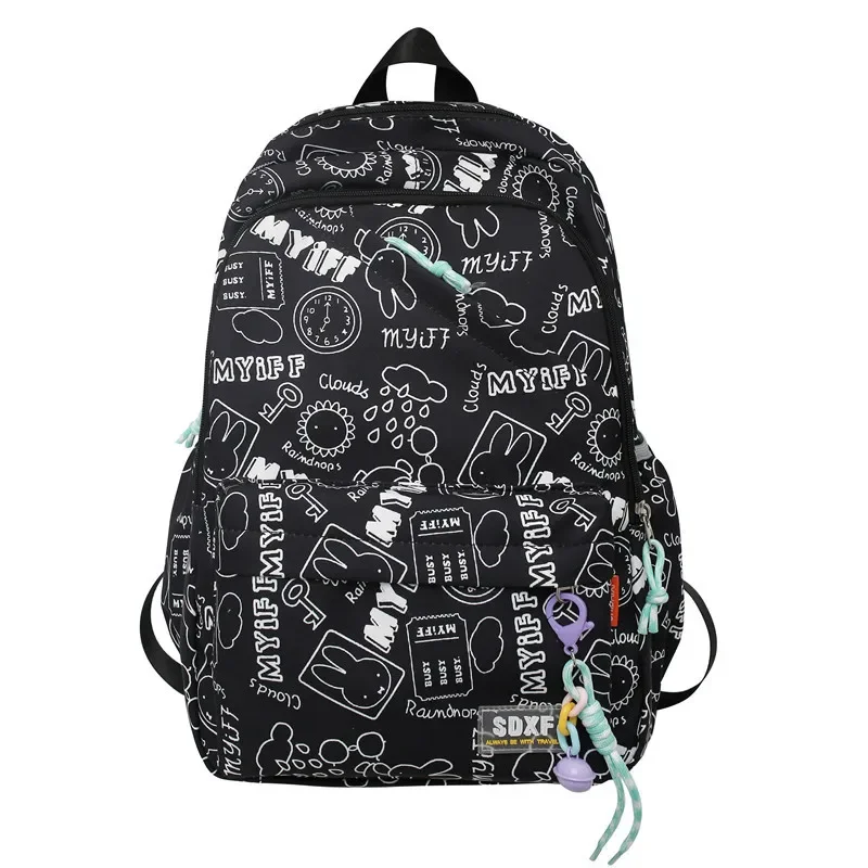 Mochila impermeável para menina da escola primária, bonito Graffiti School Bag, leve Laptop Bag, sair para jogar, 14\