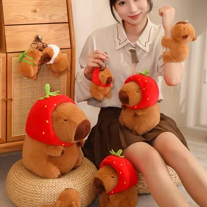 Plush animal backpack, strawberry hat, capybara, turtle, pope hand ring circle of small size, simulation 12 Main Sales Turtle Plush - №7