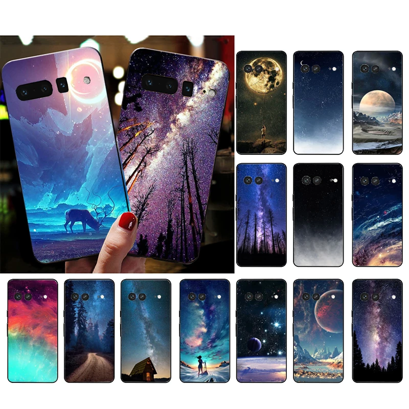 

Phone Case For Google Pixel 10 9 Pro XL 9A 8 7 6 Pro Pixel 8A 7A 6A Pixel 8 7 6 5 Moon Star sky Night