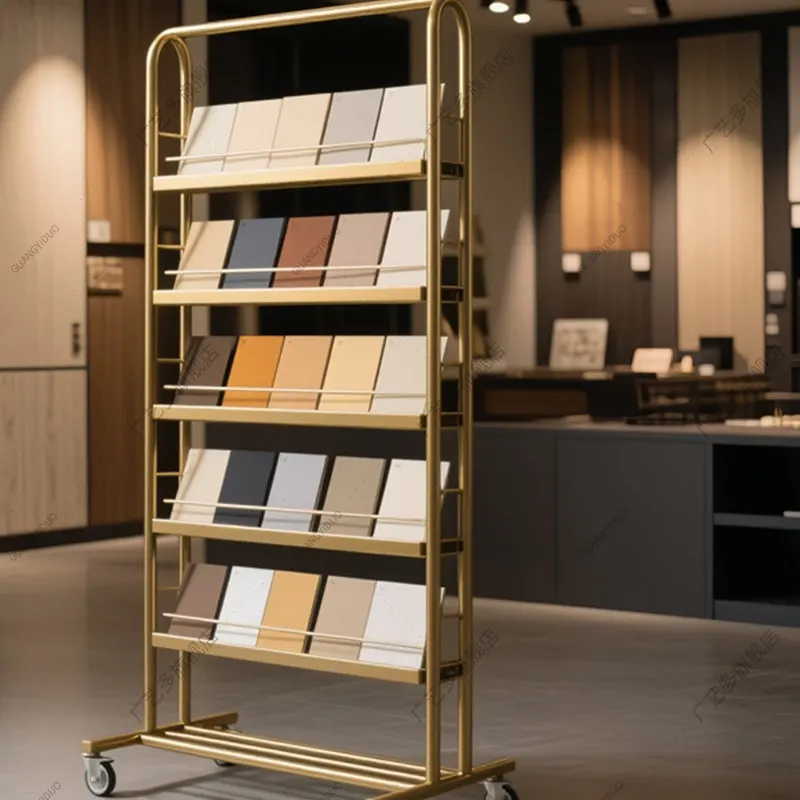Swatch cart rack Cabinet door panel sample display rack Tile display rack Ecological board Stone floor tile sample shelf