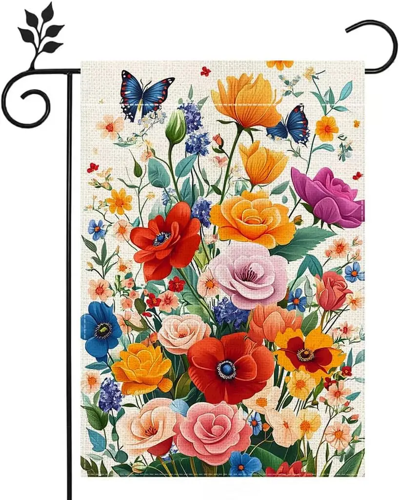 Spring Floral Garden Flag Colorful Flower Welcome Yard Outdoor Flag Double Sided 12x18 Inch ZZM