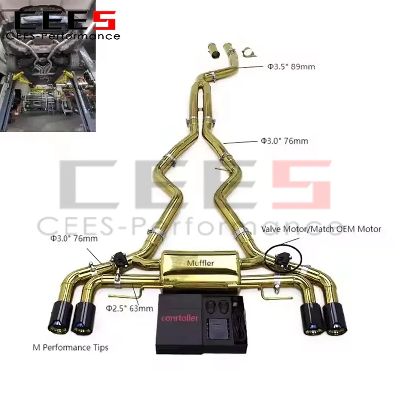 عادم CEes Valvetronic Catback لسيارات BMW M340i/M440i G20 B58 3.0T 2017-2023 كاتم صوت ماسورة عادم السيارة عالي الأداء