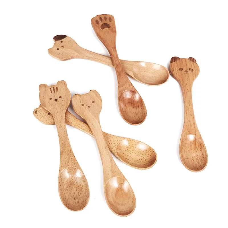 100pcs Wooden Spoon Small Soup Spoons Serving Spoons Wooden Honey Teaspoon for Seasoning Oil Coffee Tea Sugar