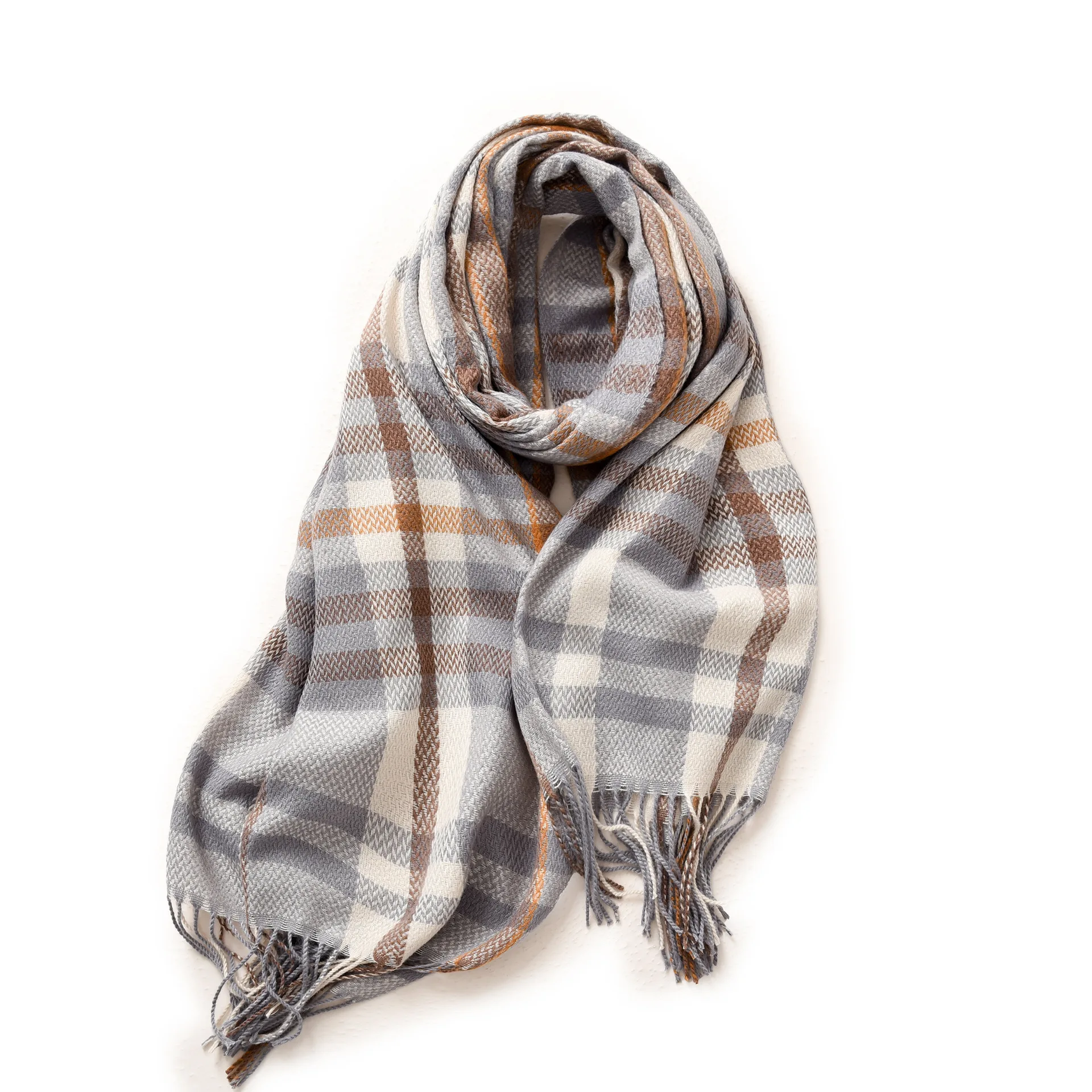 2024 medium and long thickened scarf Korean sweet warm imitation cashmere plaid shawl scarf women