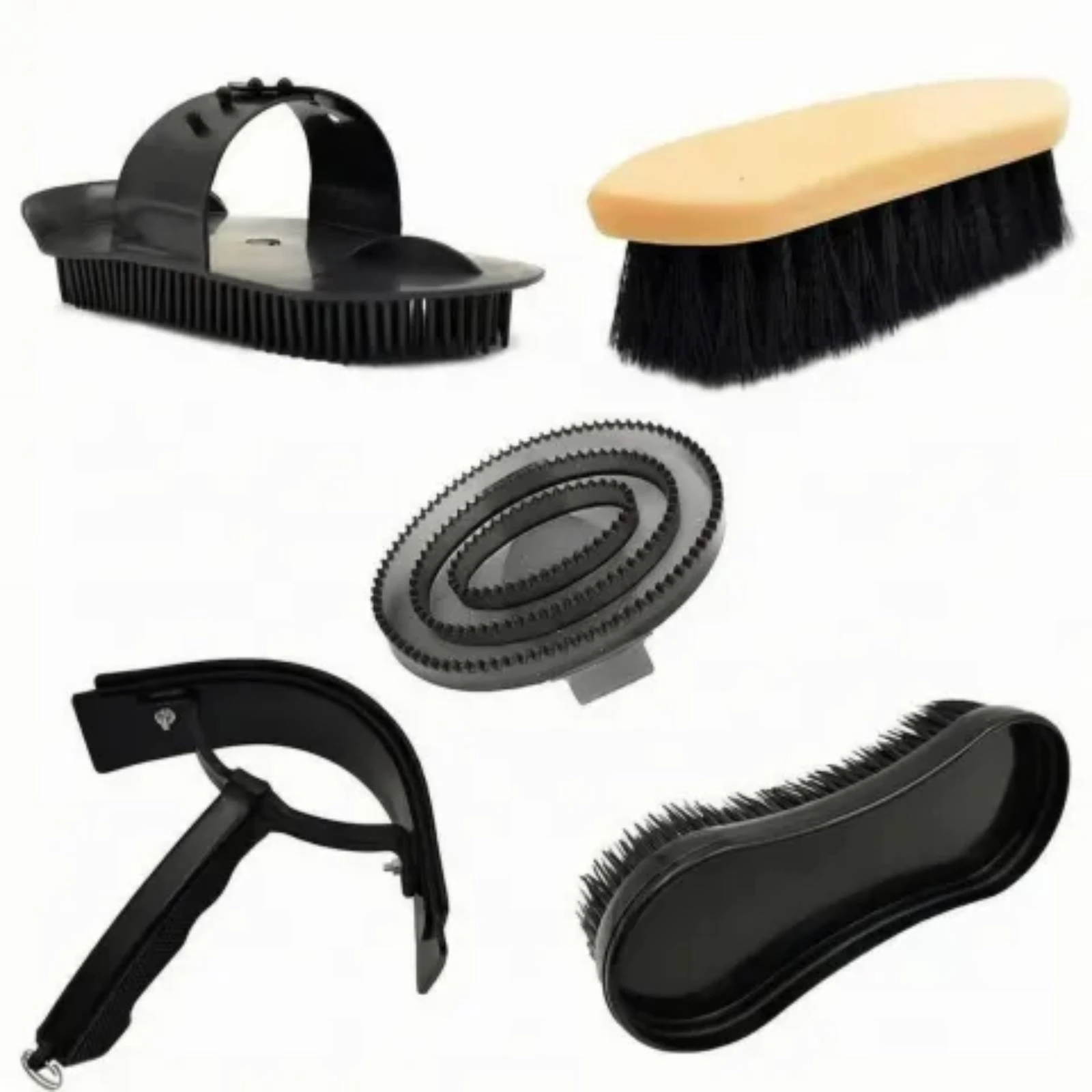 5 Pieces Horse Grooming Kit with Storage Bag Multi-Piece Horse Grooming Kit with Curry Comb Textured Grip Ergonomic for Riders view 3
