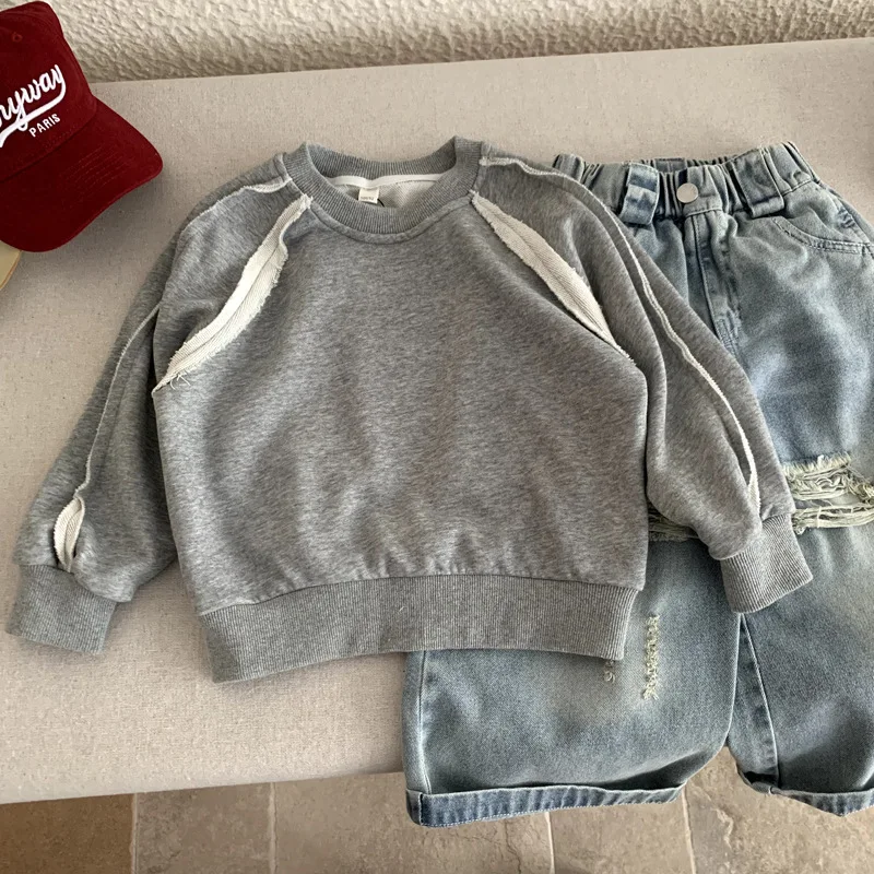 Boys' Hoodie 2026 Spring Summer New Children's Clothing Korean Style Boys' and Girls' Fashion Loose Casual Stitching Hoodie