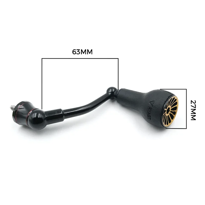63mm Spinning Handle with TPE Black Knob 27mm Compatible for Shimano Stradic FL FM Stella Vanford Vanquish Nasci