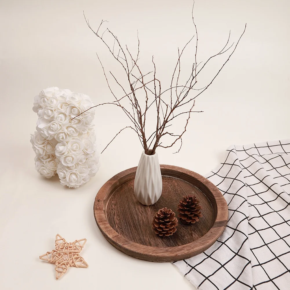 Country Paulownia For Old Pallets Retro Wood Heat Insulation Mat Eco-Friendly Home Desktop Decor Simple Round Cup Plate