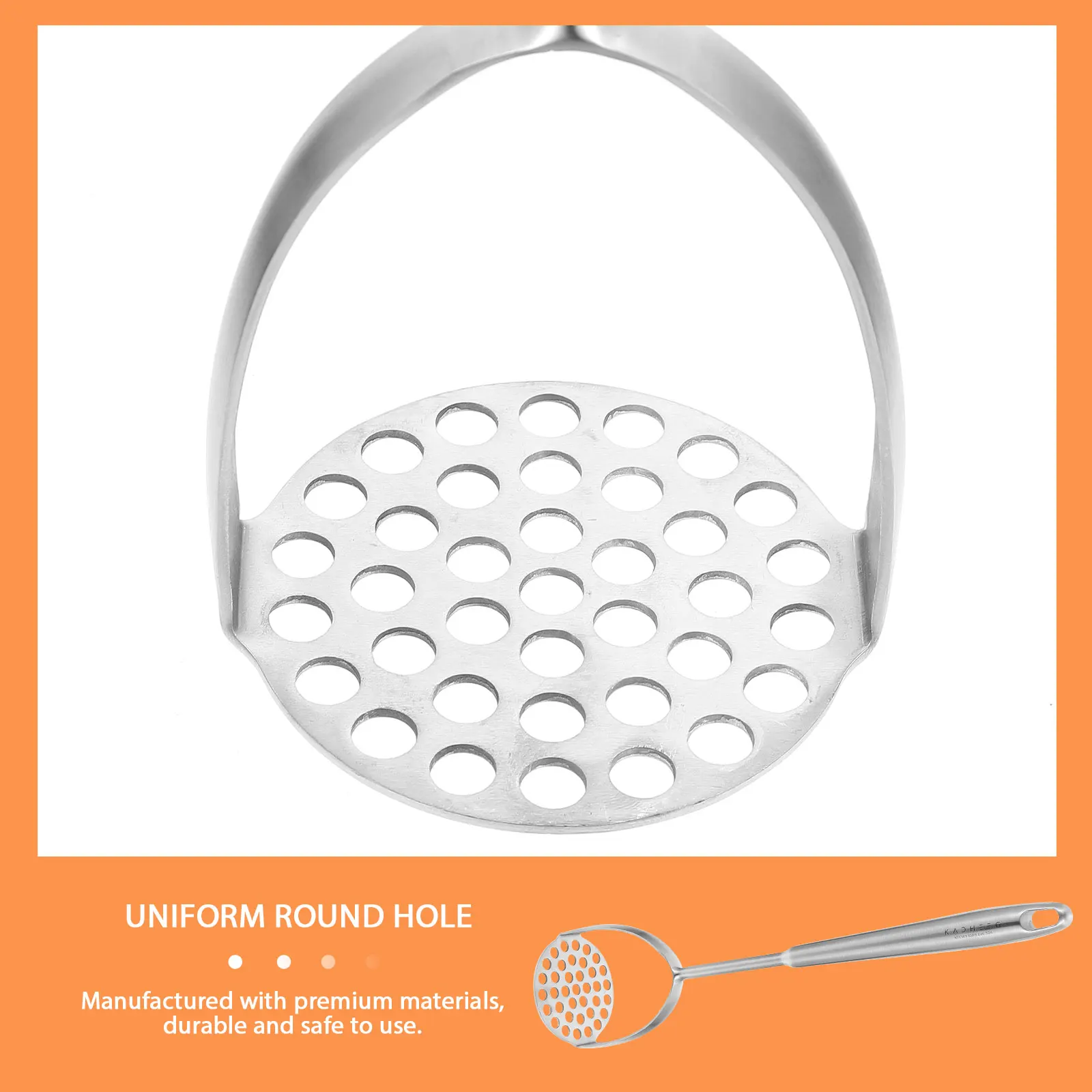 

1pc Stainless Steel Potato Masher Long Handle Kitchen Tool Food Pressing Vegetable Masher Easy Clean Space-Saving Manual