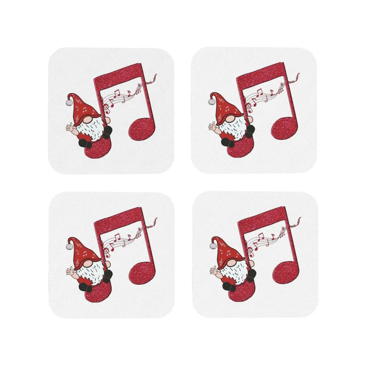

Гном на музыкальной ноте, 3 подставки, кухонные салфетки, нескользящие изоляционные коврики для чашек, кофейные коврики для декора, домашняя посуда, подушечки, набор из 4 шт.