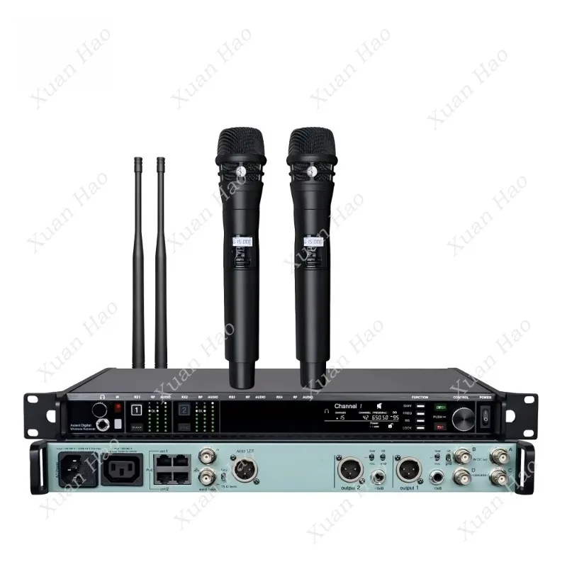 AD4D True Diversity Digital Wireless Microphone 2 Channel UHF Wireless Microphones Sound System Performance Wireless Mic