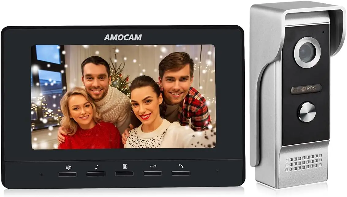

7-Inch Wired Video Door Phone with IR Camera, Dual-Way Intercom, Unlock & Monitoring for Home Security