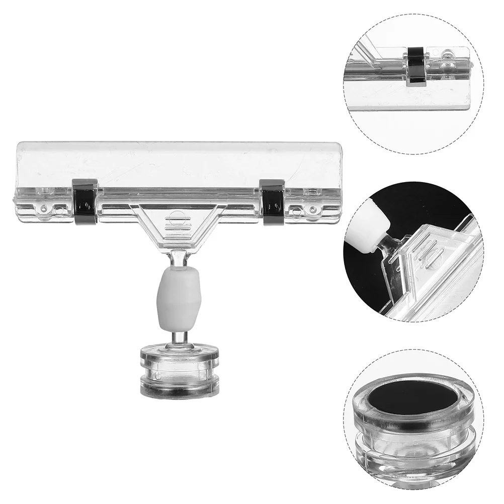 

4pcs Transparent Magnetic Clips Lightweight Price Tag Holder Sign Magnet Stand Chalkboard Clips Label Rack Display Stand For