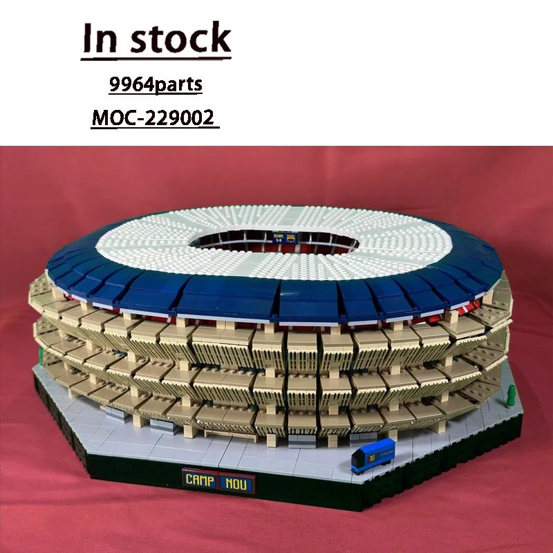 

MOC-229002 Новый лагерь Nou 1:500, модель строительного блока для футбольного стадиона, 9964 деталей, детский строительный блок на день рождения для мальчиков, игрушка в подарок