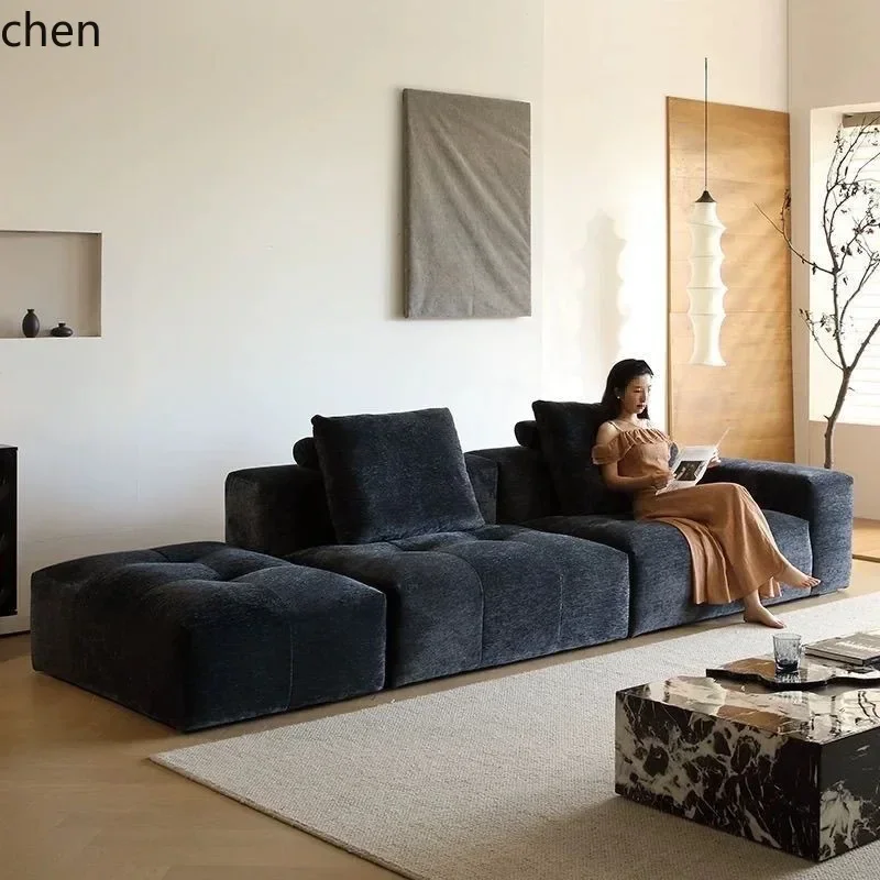 PYH Pixel Cotton Linen Black Fabric Sofa Italian Minimalist Modular Combination Modern Living Room Corner Sofa