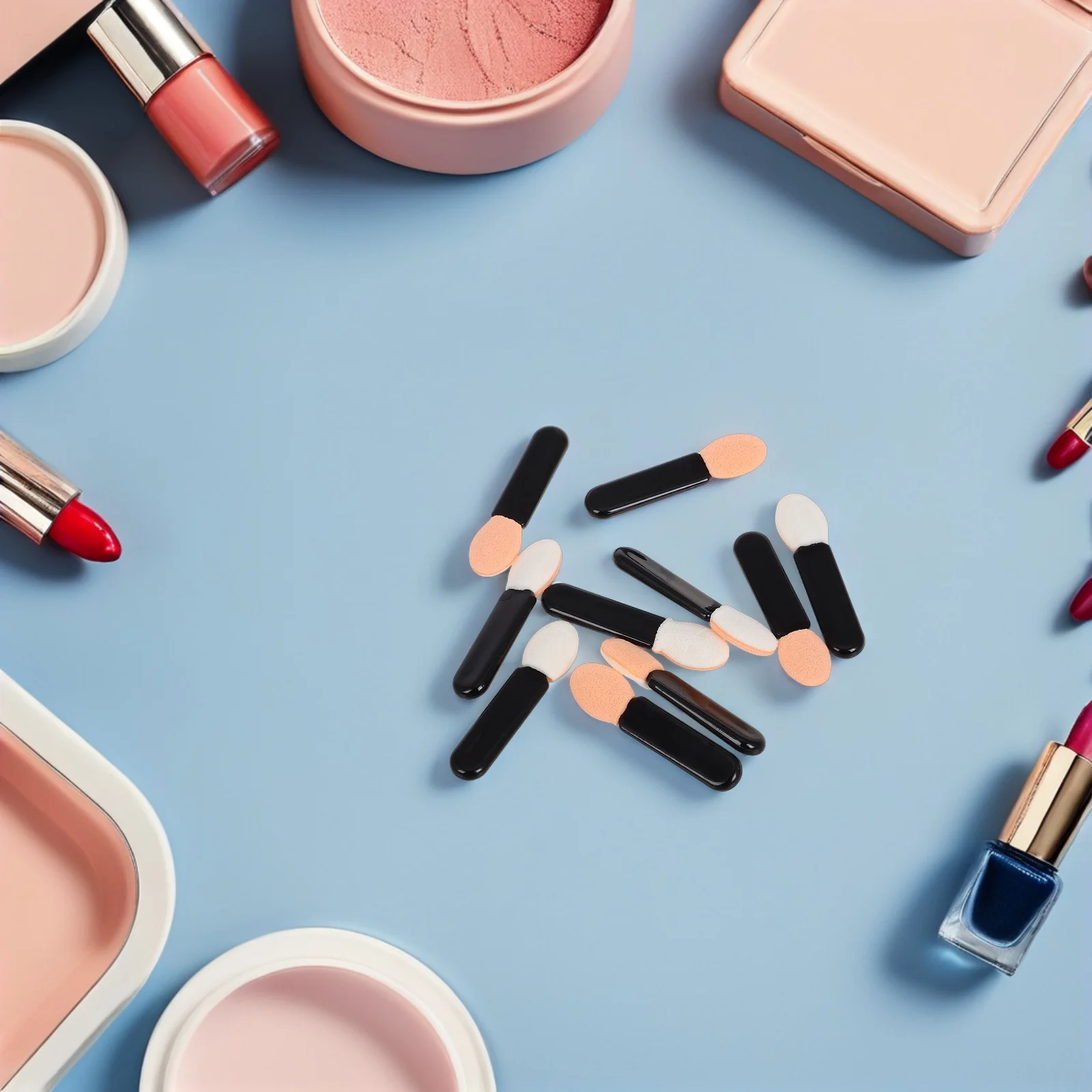 

100pcs Multi-Use Mini Makeup Applicators Single Sided Eyeshadow Wand Portable Soft Bristle Blending Tool For Eyes Lips Versatile