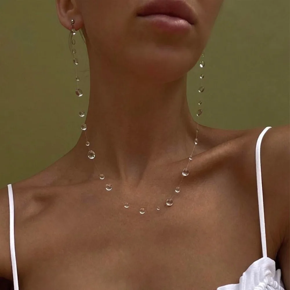 Water Drop Necklace Raindrop Earrings Resin Ice-Clear Dewdrop Jewelry Water Droplet Crystal Women's Elegant Accessories New image 5