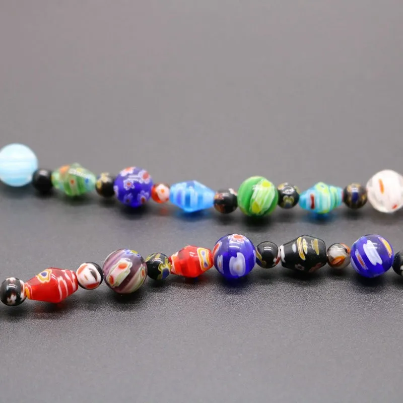 1 Set Of Fashion Thousand Flowers Glass Bead Composite Bracelet Necklace Suit Jewelry DIY Manual