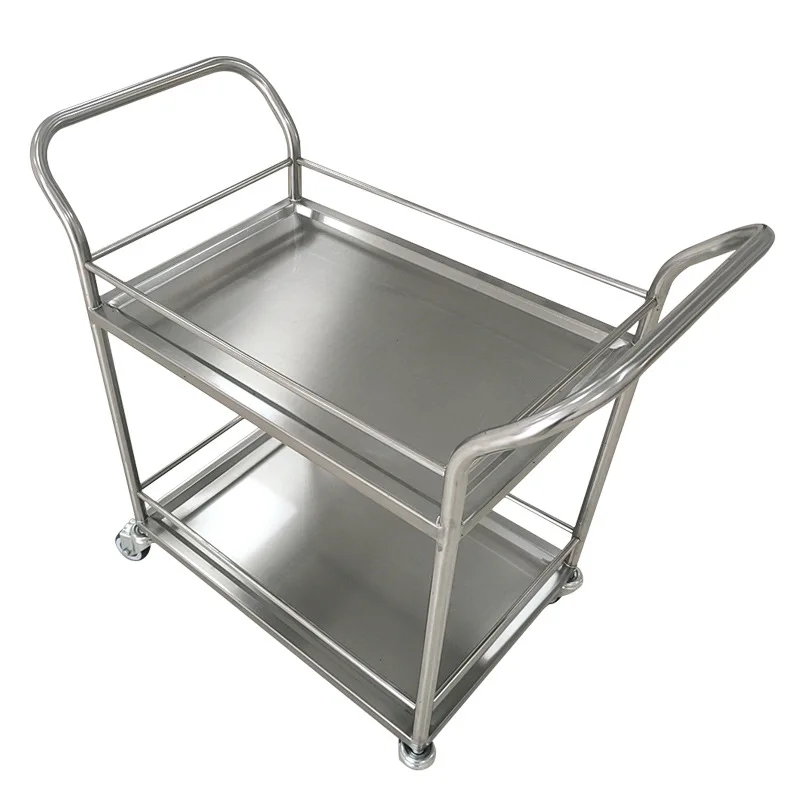 

Надежная двухъярусная сервировочная тележка из нержавеющей стали для ресторанов, отелей и аэропортов