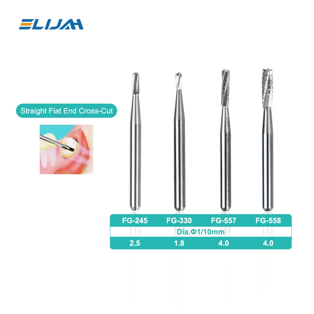 10pcs/Box Dental Tungsten Carbide Drill FG Tungsten Steel Burs For High Speed Handpiece Diameter 1.6mm Length 19mm