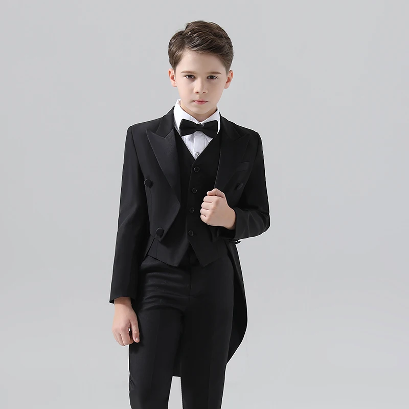 Boys' tailcoat, small suit set, kidsren's suit, runway show, piano performance suit, formal suit, 3件套, elegant suit