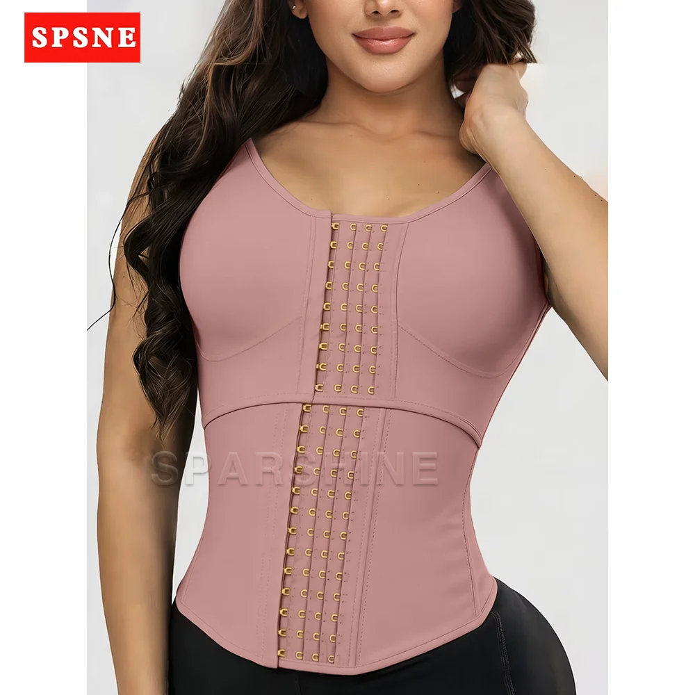 

Fajas Women Waist Trainer Corset Tank Top Built-in Bra High Compression Tummy Control Body Shaper Slimming Shapewear
