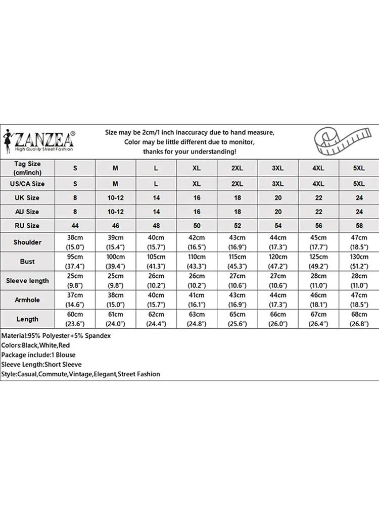 ZANZEA 2025 Blusas estampadas Vintage de verano para mujer, Tops de manga corta, Blusas informales con cuello redondo, Blusas de trabajo, Túnica Boheamin, camisas holgadas para vacaciones