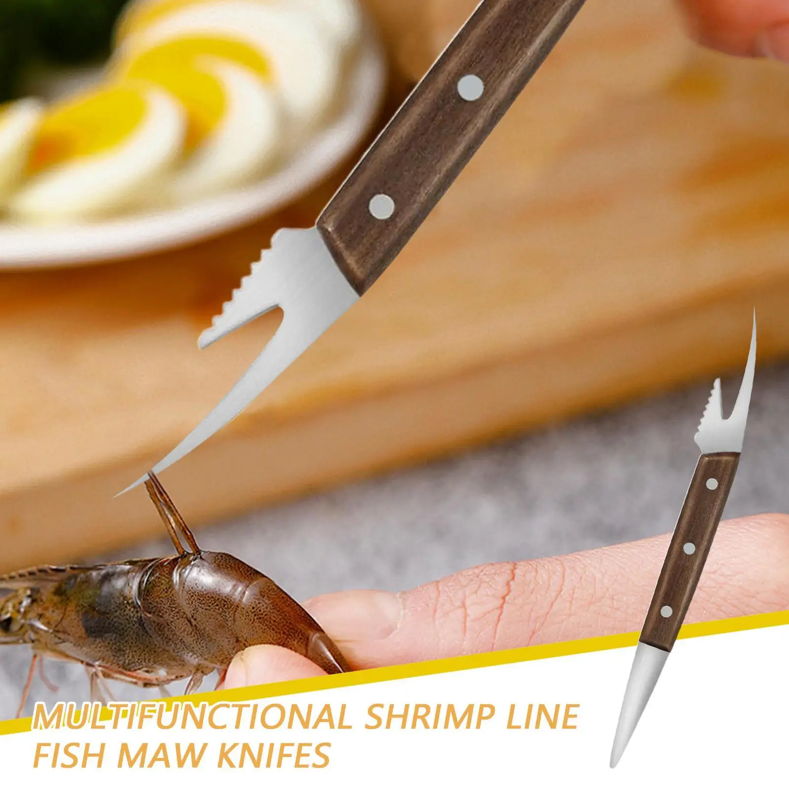 Double headed fish and shrimp knife, multifunctional stainless steel shrimp removal line knife, shrimp back removal knife