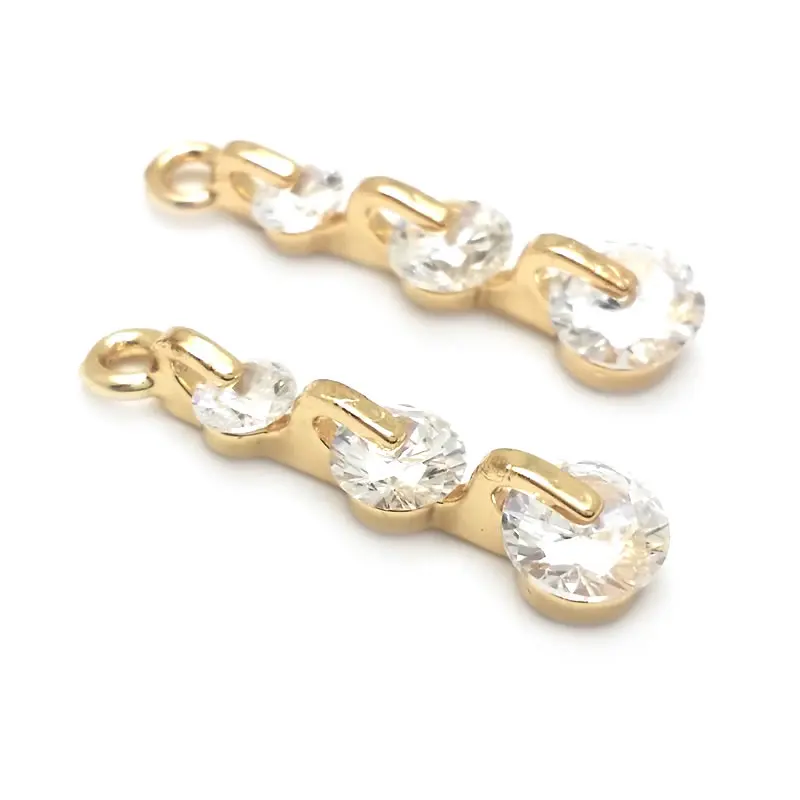 18K Gold Color Brass with Zircon 4 Zircon Connect Charms High Quality Necklace Earrings Diy Accessories Rosediy official-website