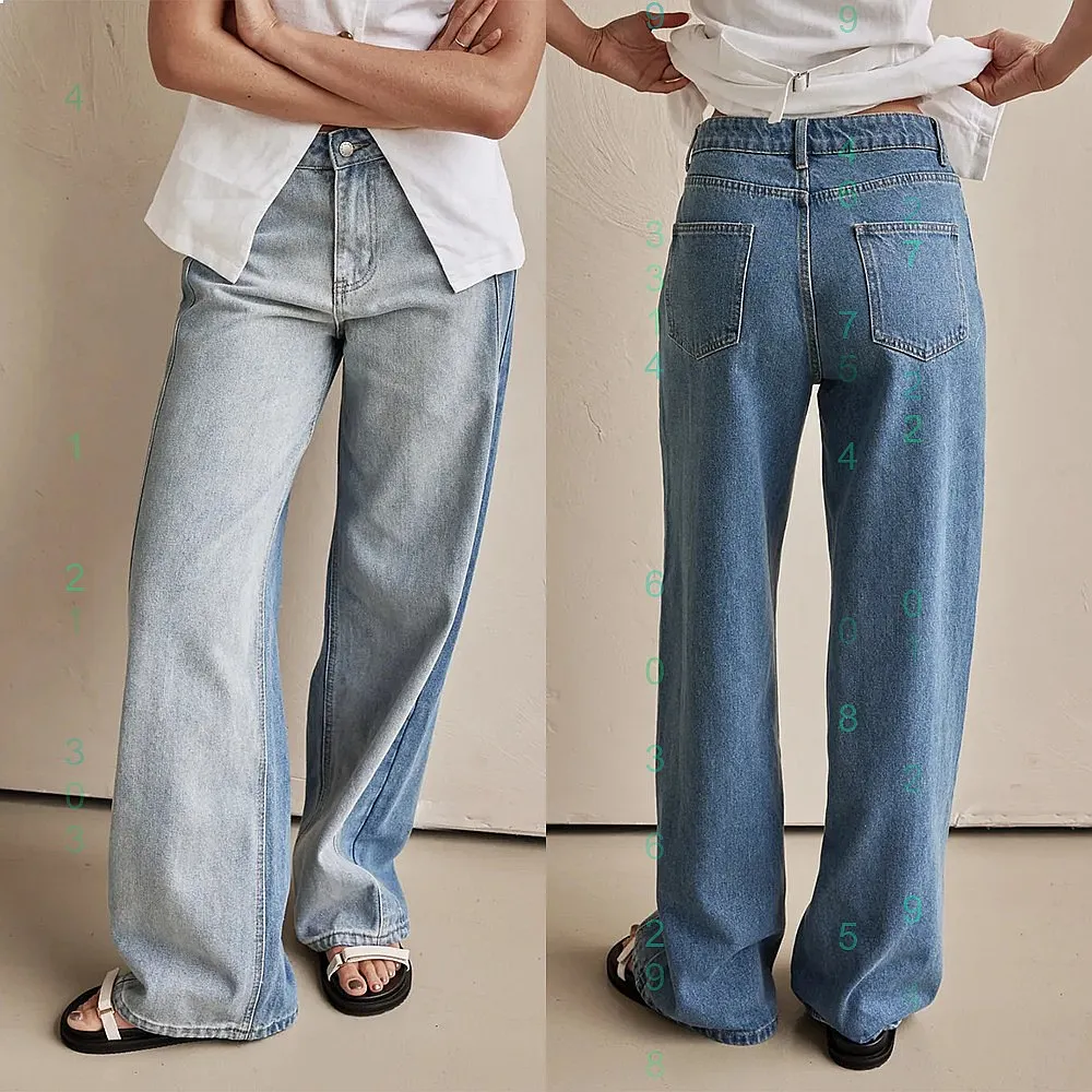 

Women's Jeans Wide Leg Denim Pants Street Style Washed Distressed Jeans