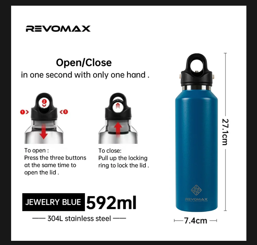 RevoMax 20oz Vacuum Insulated Water Bottle