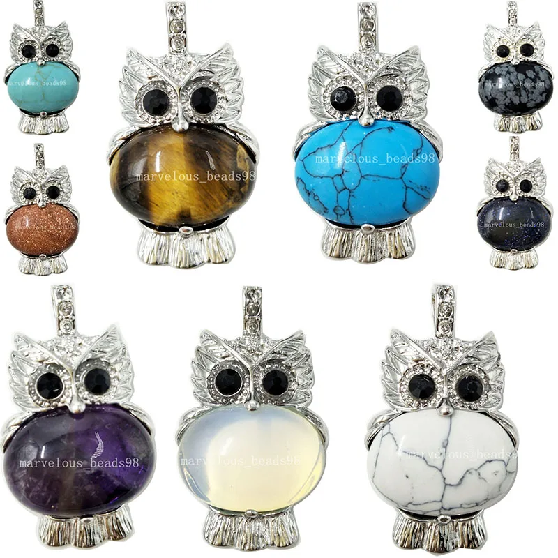Crystal Goldstone Howlite Tigers Eye Opal Blue Sand Jaspe Women Men Pendant Bead CWB529