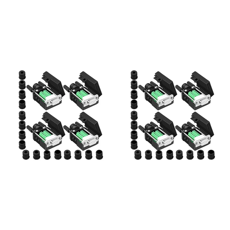 

A63K-8PCS DB9 Female Breakout Connector,DB9 Solderless RS232 D-SUB Serial To 9-Pin Port Terminal Adapter Connector