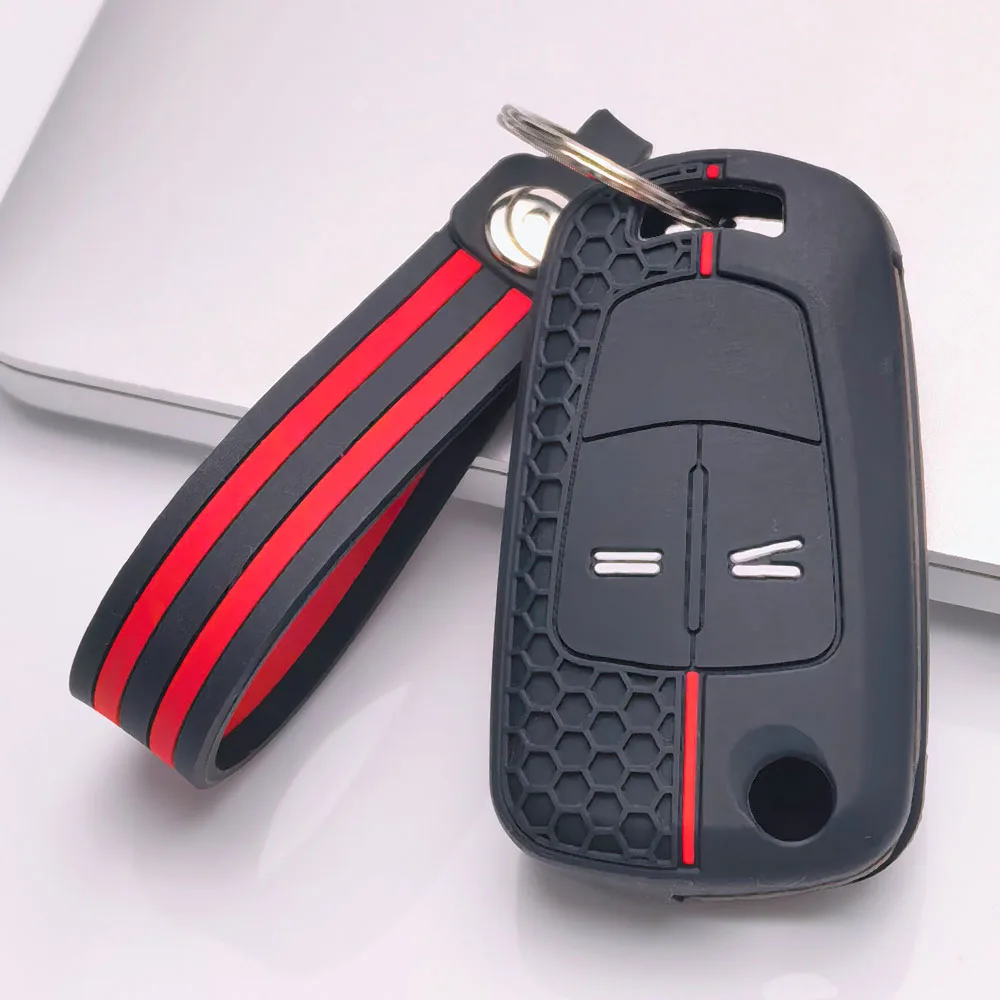 Key Fob Cover for Opel Vauxhall Corsa Astra Zafira Vectra Antara Insignia Meriva with Keychain Anti-Scratch Shockproof Soft Grip